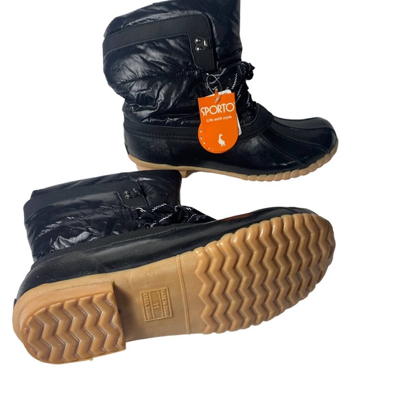 Sporto Thermolite Black Liquid Look Snow Boots NWT NEW Size 11 Womens - Picture 4 of 9